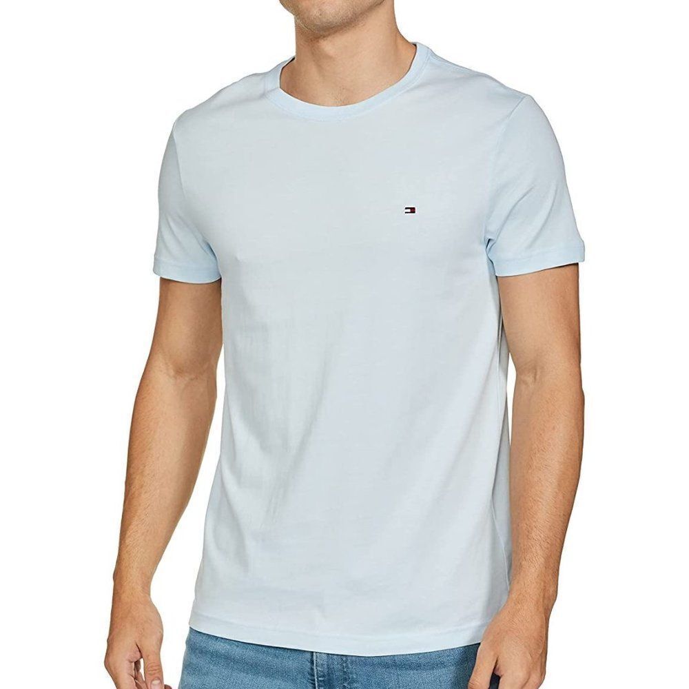 Tommy Hilfiger Men Blue Short Sleeve Crew Neck Pullover Regular T Shirt Size L